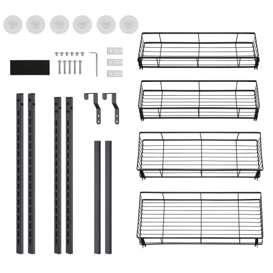 4 Tiers Kitchen Bathroom Pantry Over The Door Hanging Organizer Adjustable Baskets Storage Rack Shampoo Conditioner Body Wash Shelf